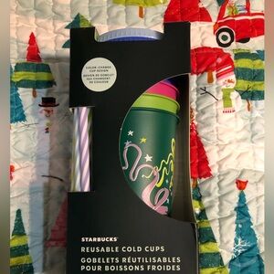 NEW Starbucks Reusable Cold Color-changing WINTER-design Cups